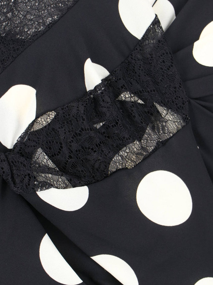 Junya Watanabe Black Polka Dot Asymmetrical Midi Dress