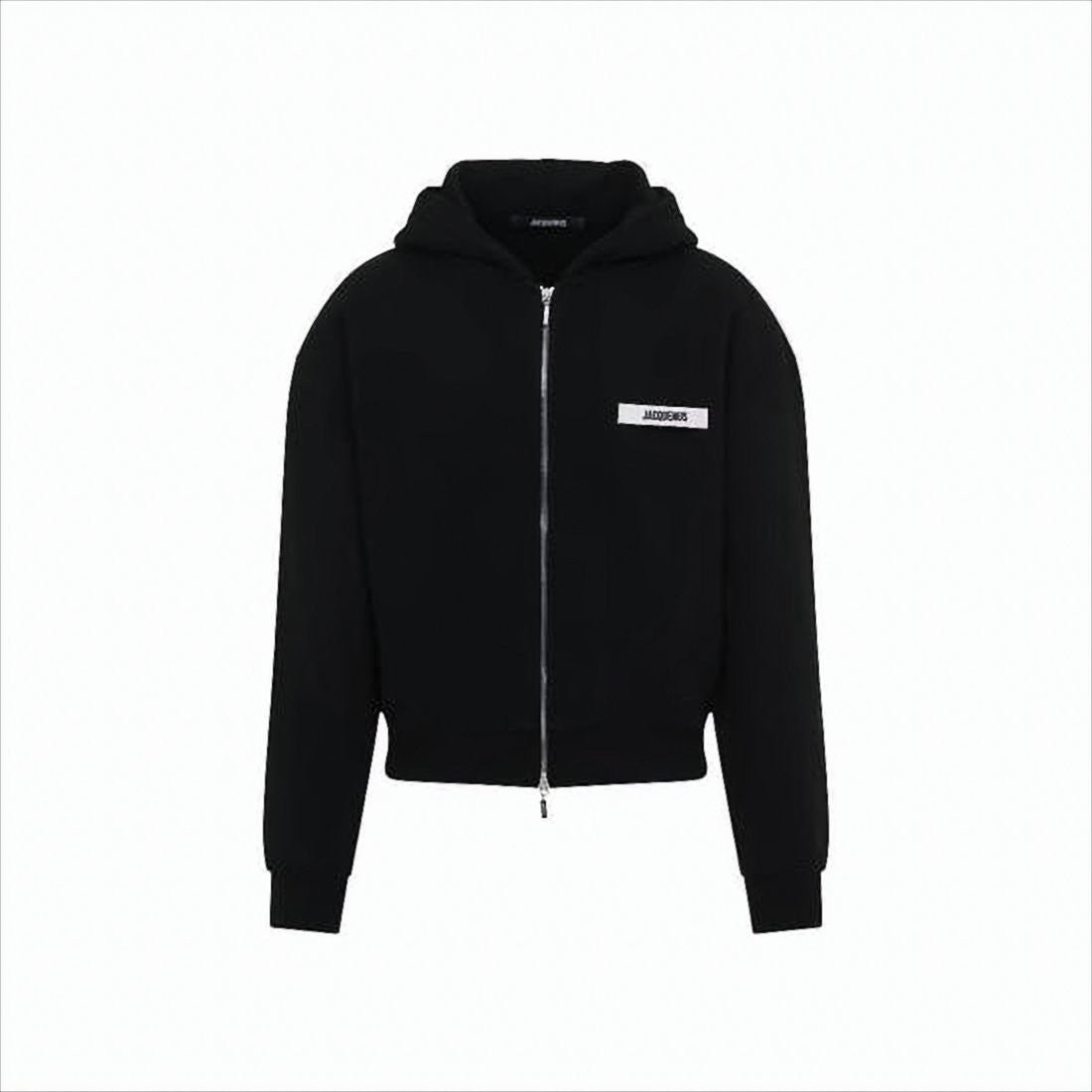 Jacquemus Black Zip-Up Hoodie With Minimalist Design