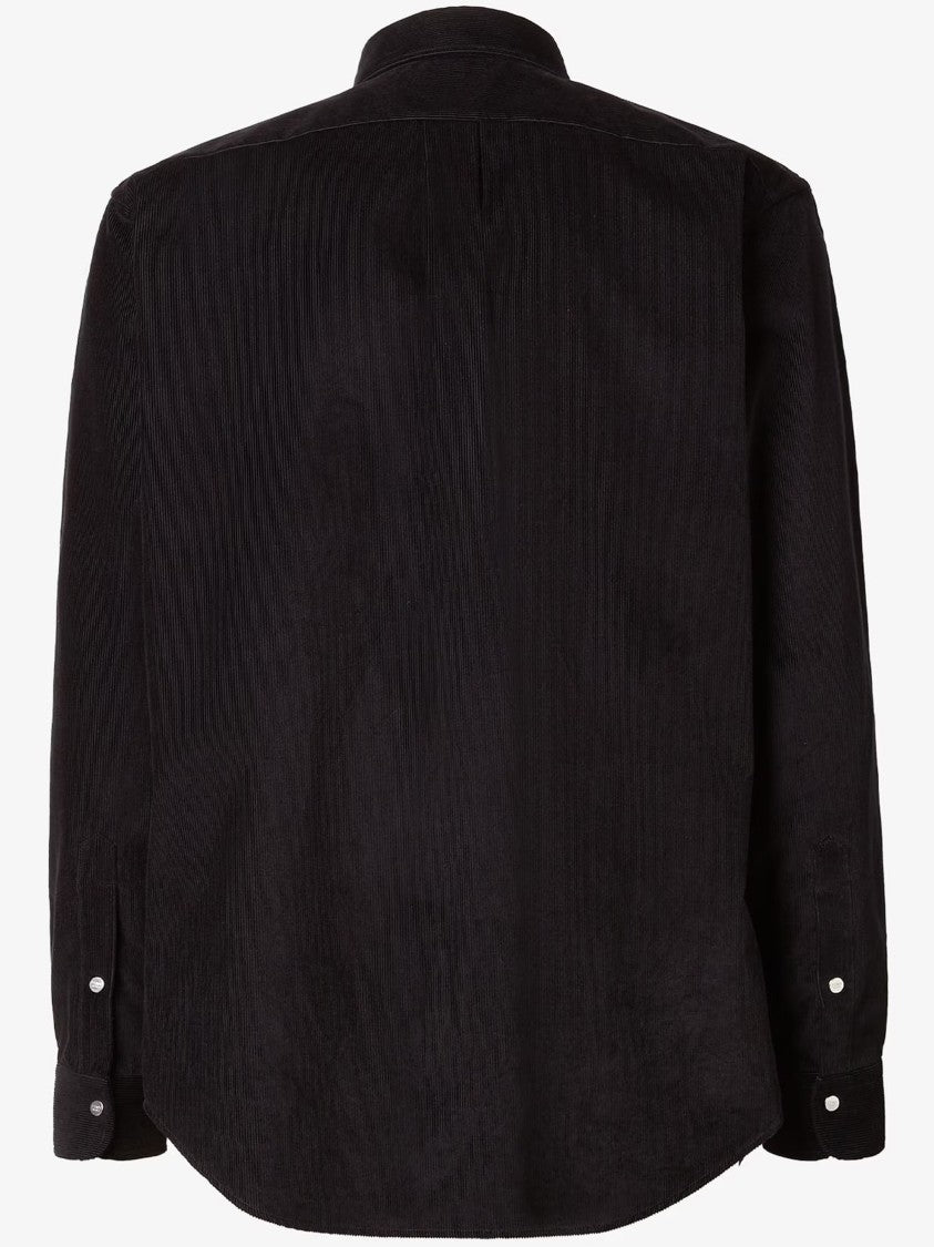 Fendi Black Corduroy Button-Down Chest Pocket Shirt
