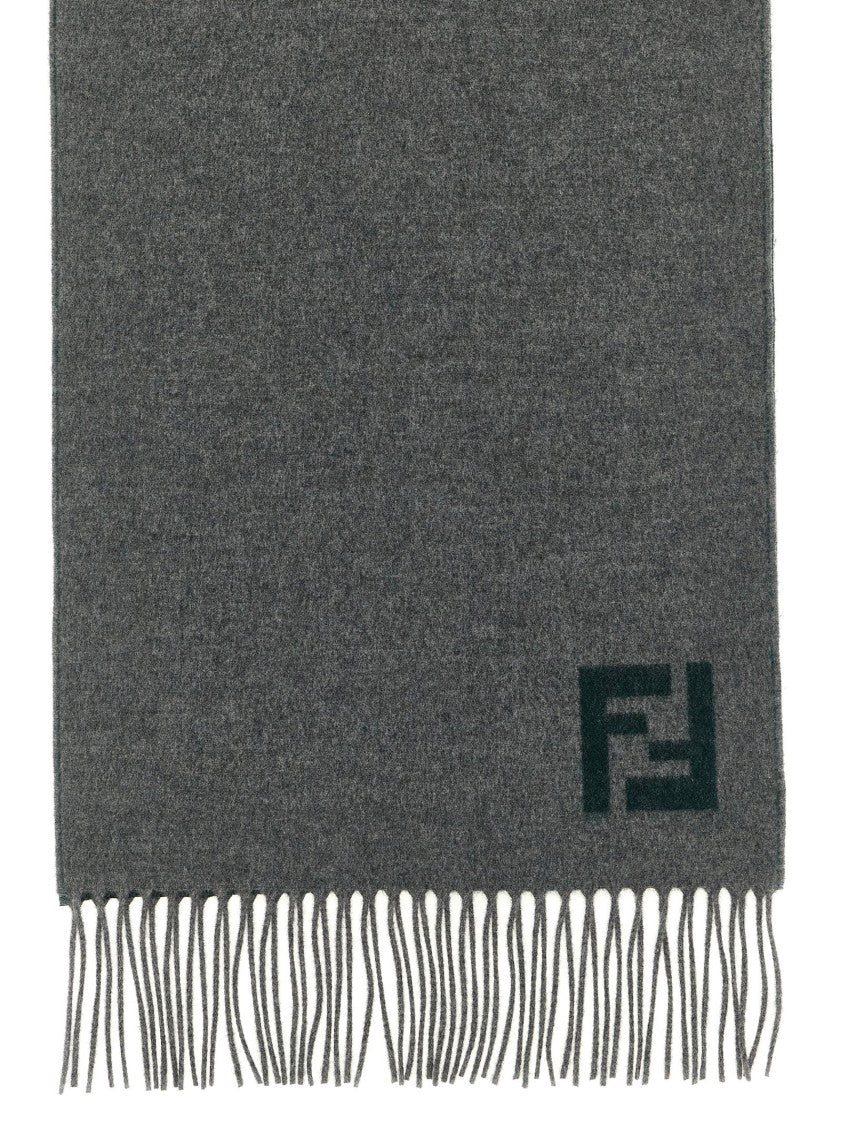 Fendi Double-Sided Cashmere And Wool Scarf With Ff Intarsia