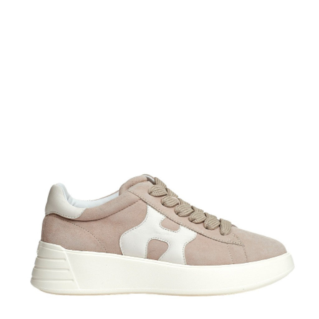 Hogan Premium Suede Beige Rebel Sneakers Logo