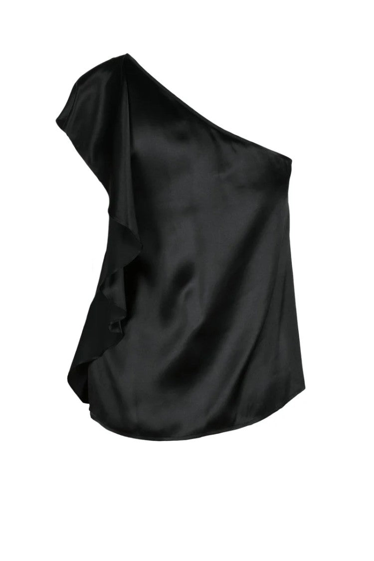 L Autre Chose Black Silk Top