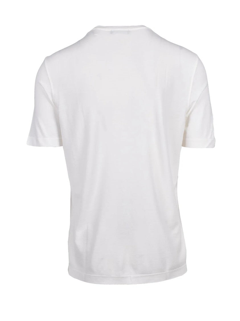 Drumohr White Pocket Crewneck T-Shirt