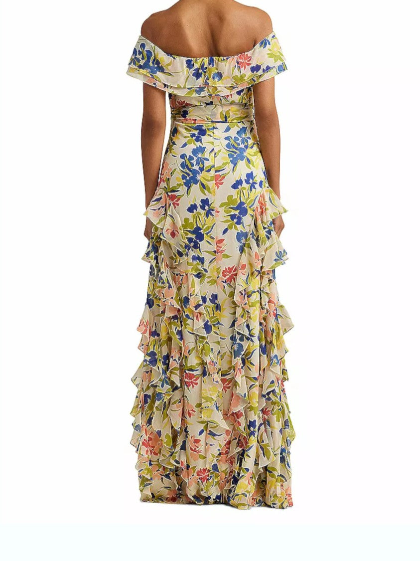 Lauren Ralph Lauren Off-The-Shoulder Floral Print Maxi Dress