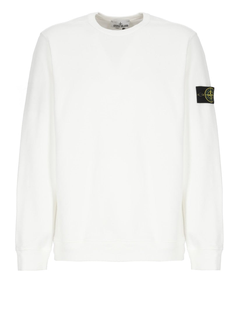 Stone Island Cotton Sweatshirt With Iconic Sleeve Patch