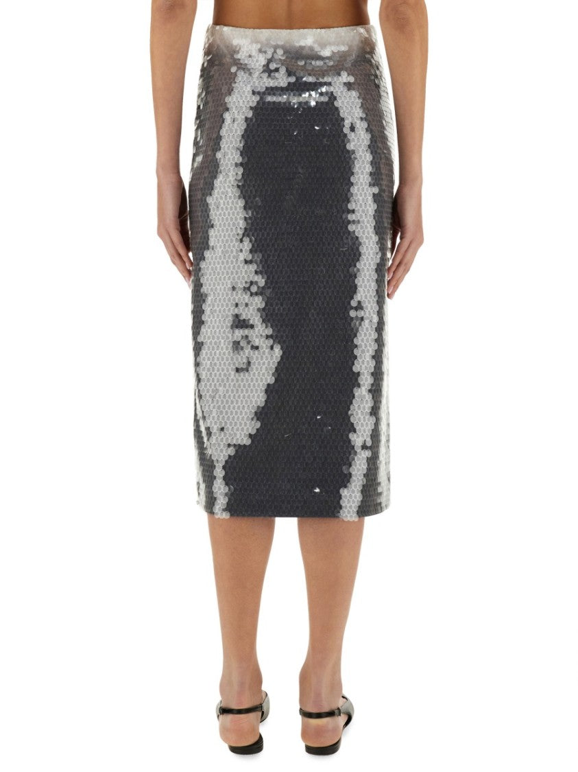 Sportmax Gradient Sequined Midi Skirt With Fitted Silhouette
