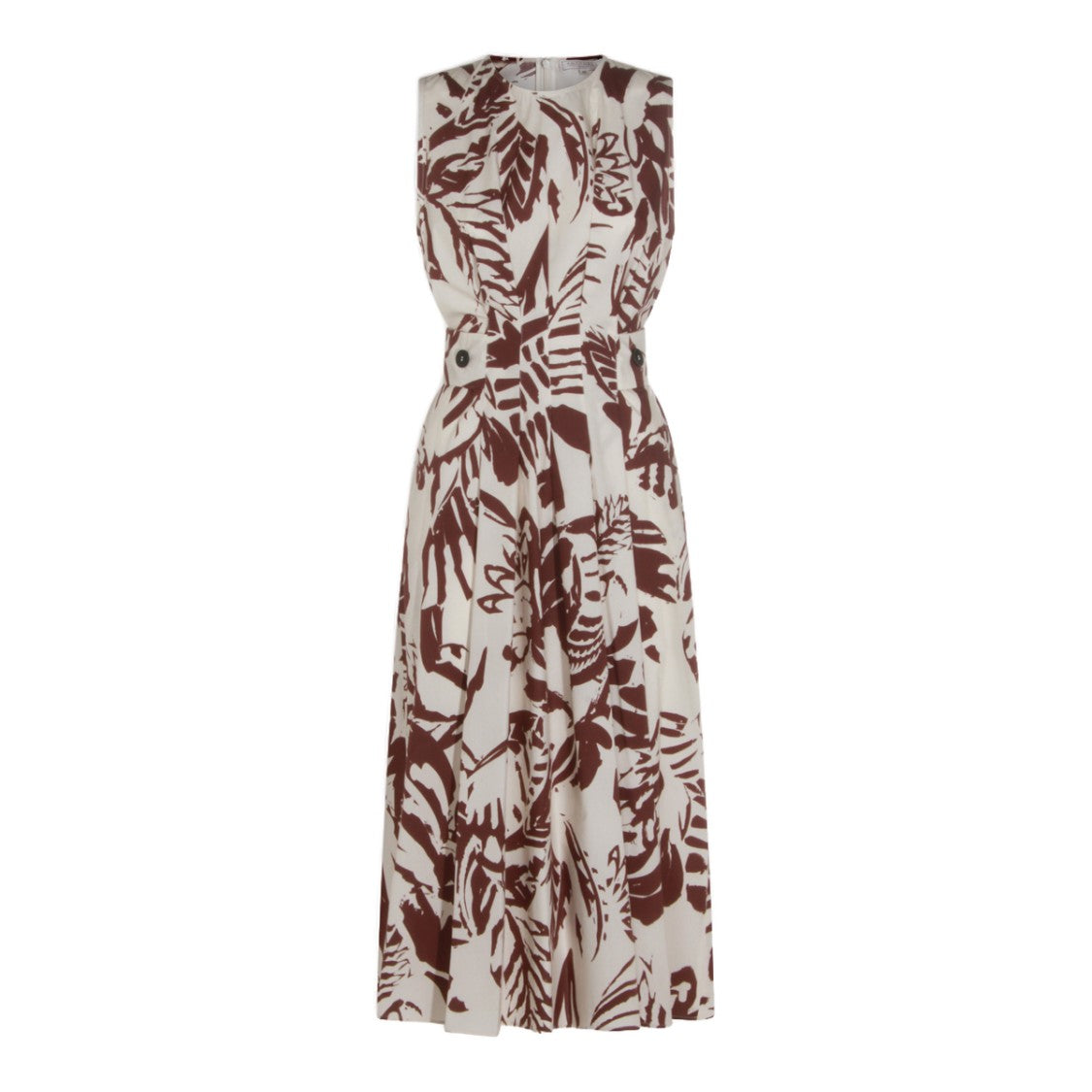 Antonelli Firenze Sleeveless Midi Dress With Abstract Leaf Print