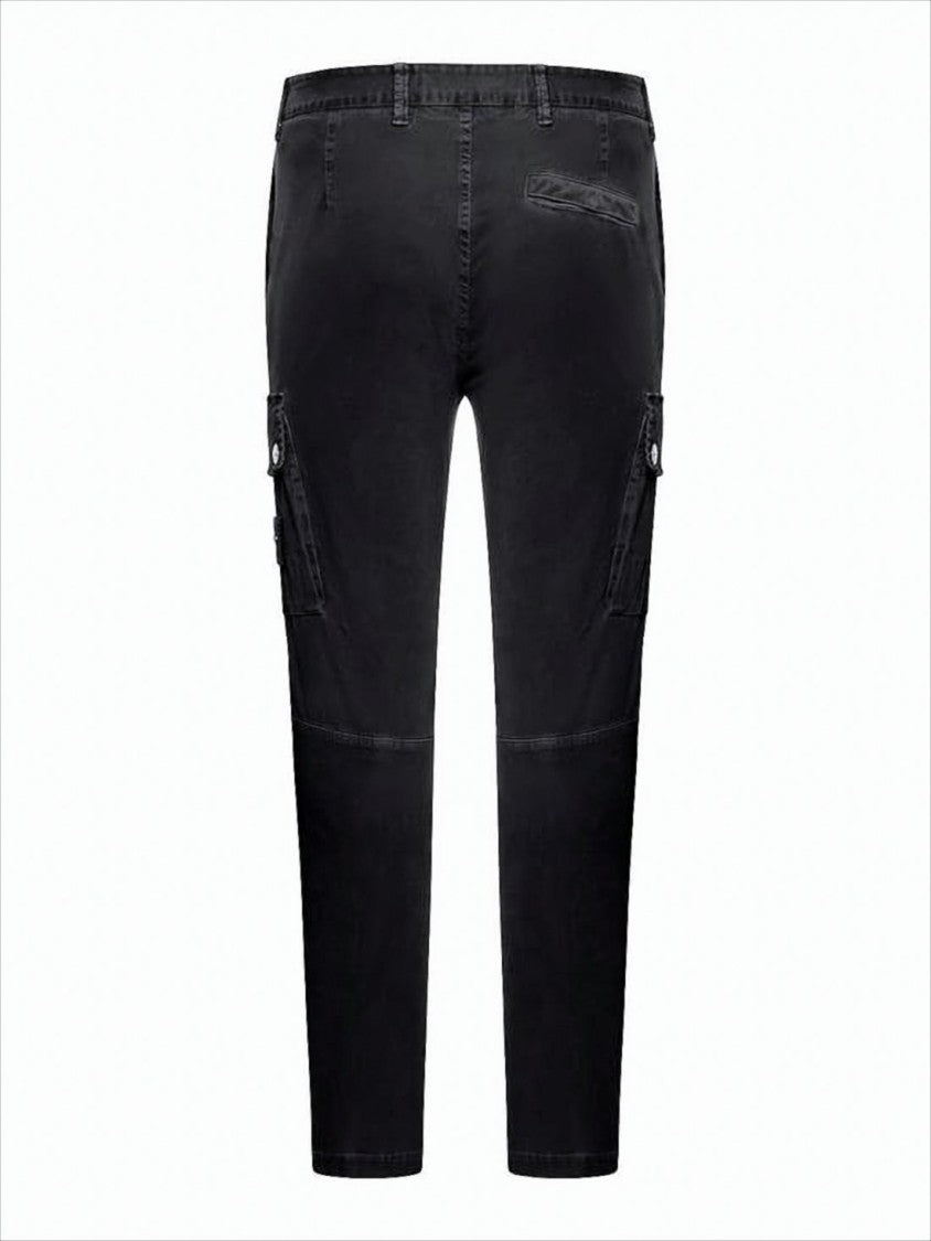 Stone Island Classic Black Cargo Pants With Functional Pocket Design