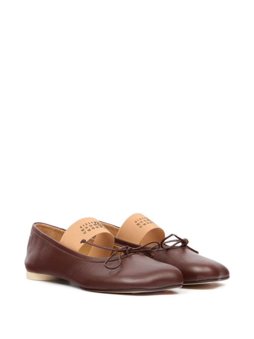 Mm6 By Maison Margiela Rich Brown Leather Ballerina Flats
