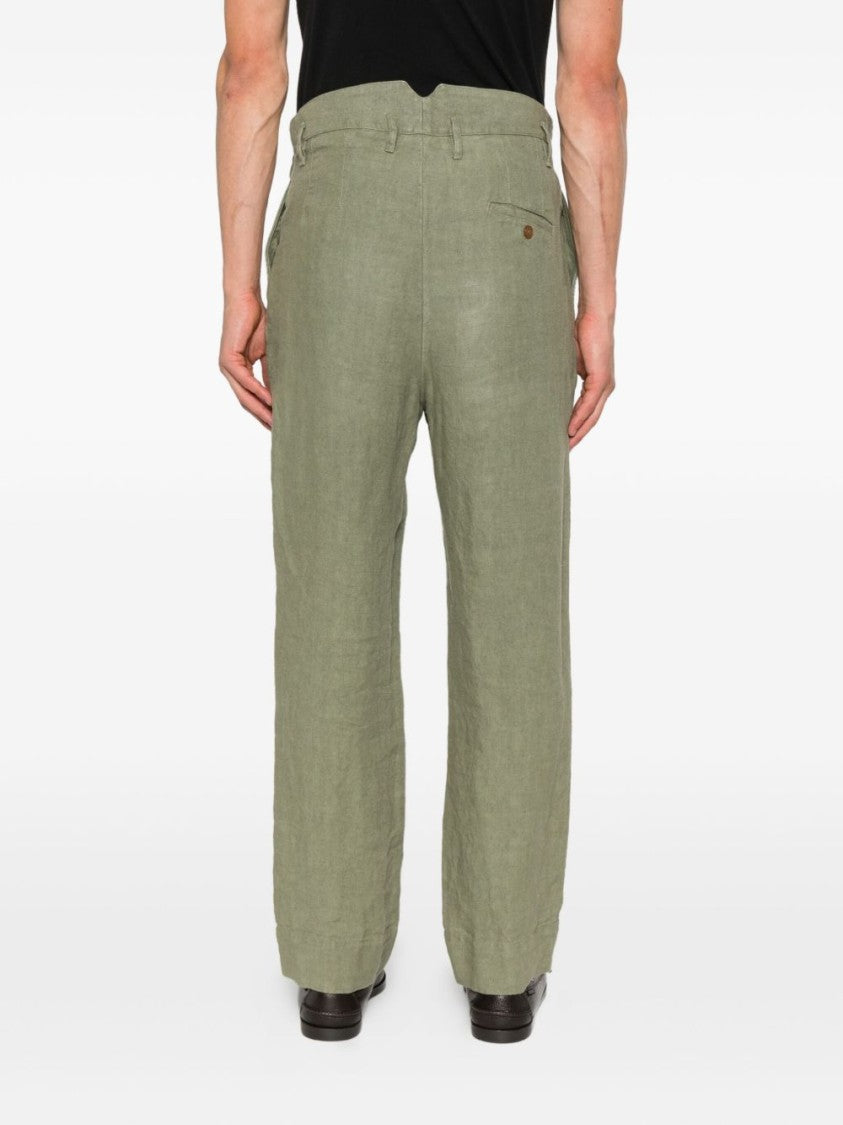 Vivienne Westwood Khaki Green Straight Leg Turn-Up Trousers