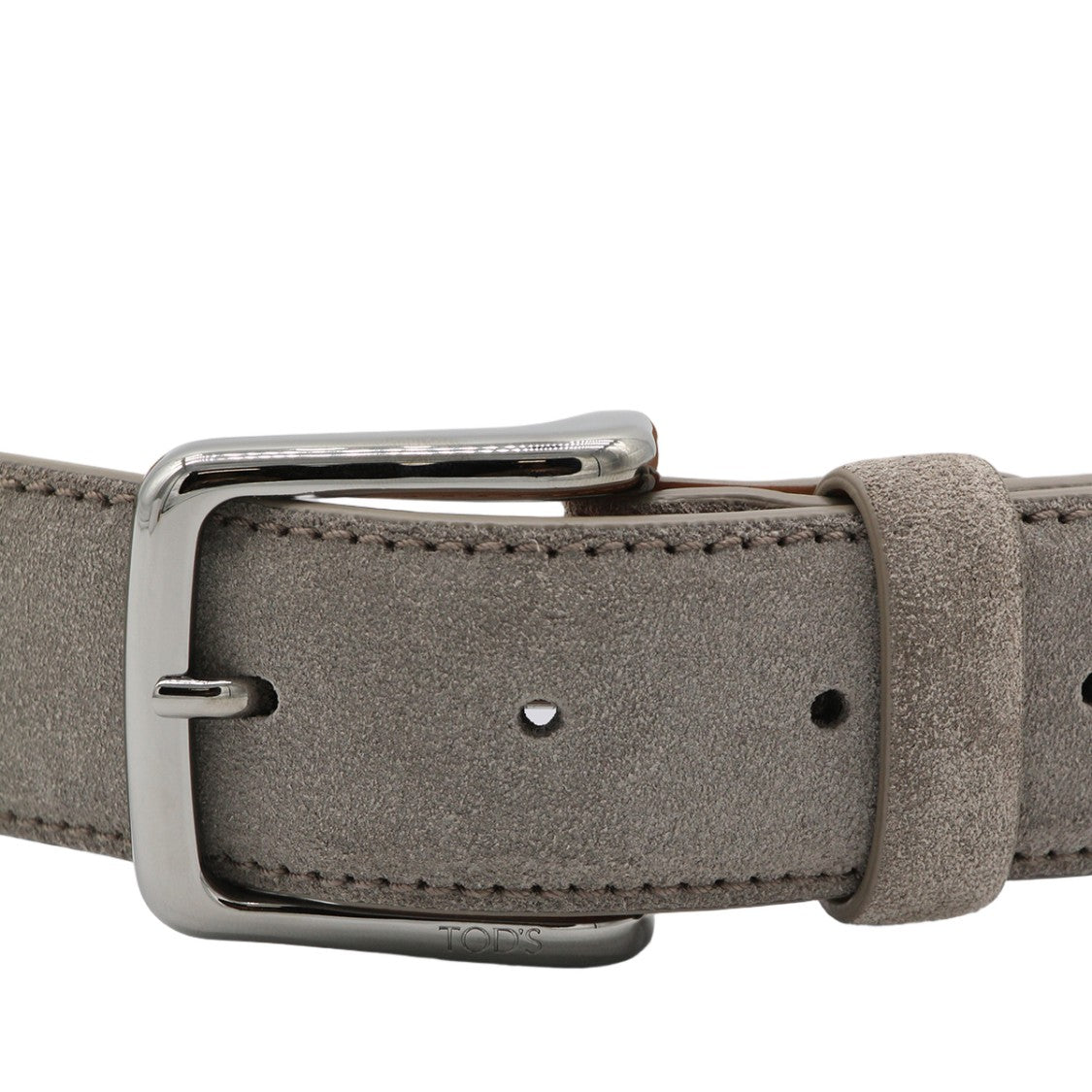 Tod's Suede Belt With Polished Silver Buckle