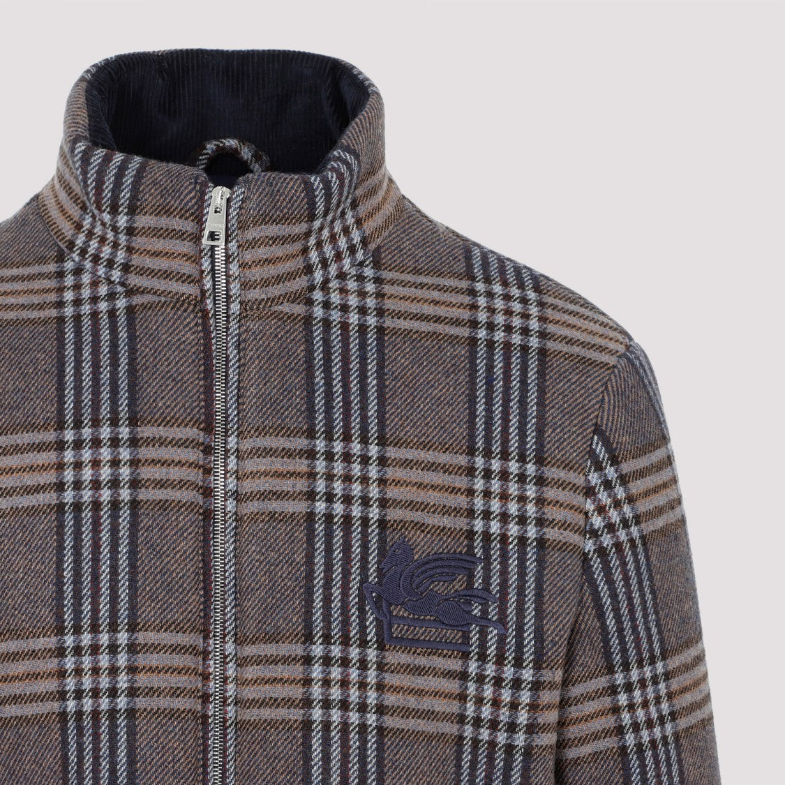 Etro Blue Virgin Wool Padded Jacket