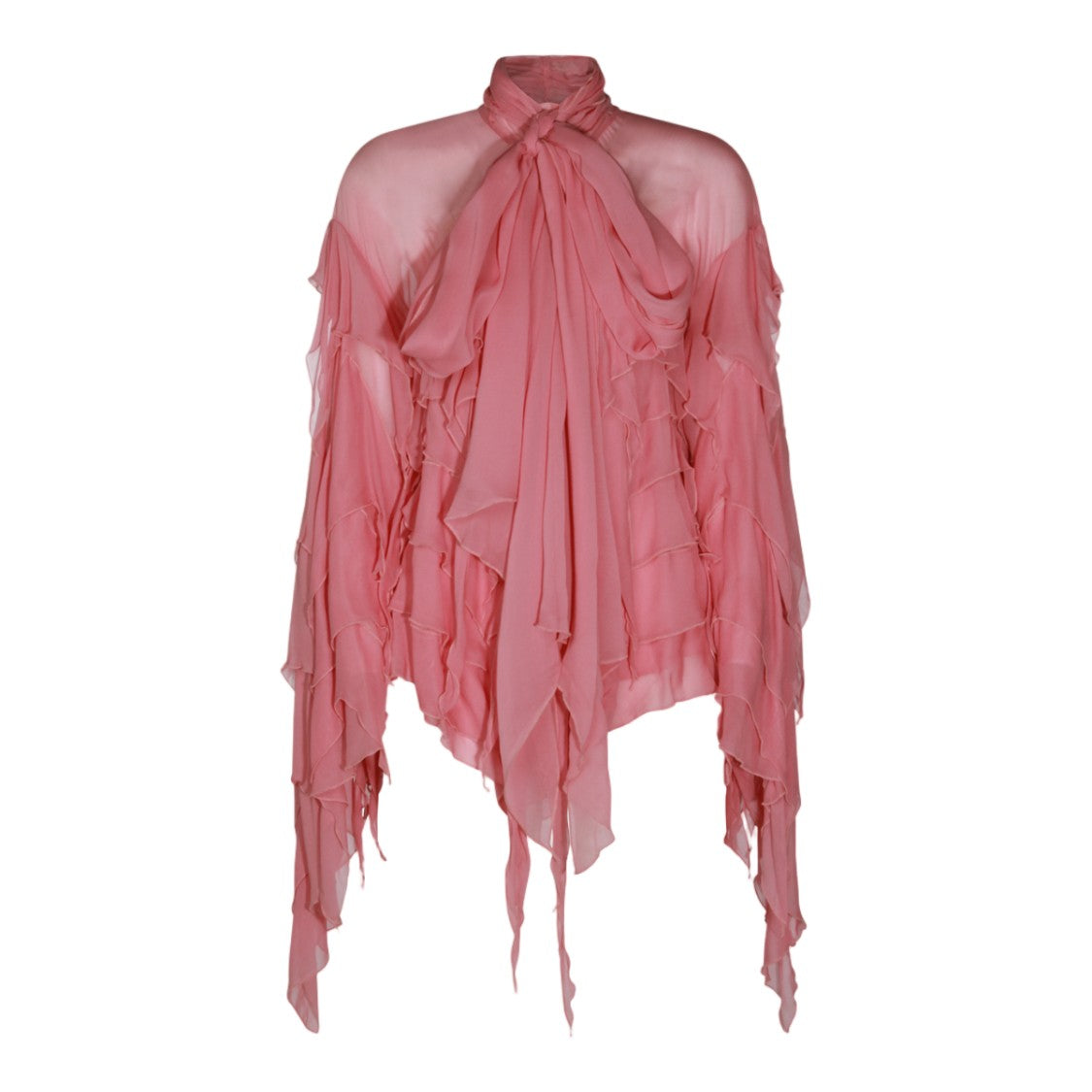 Blumarine Layered Sheer Top With High Neckline