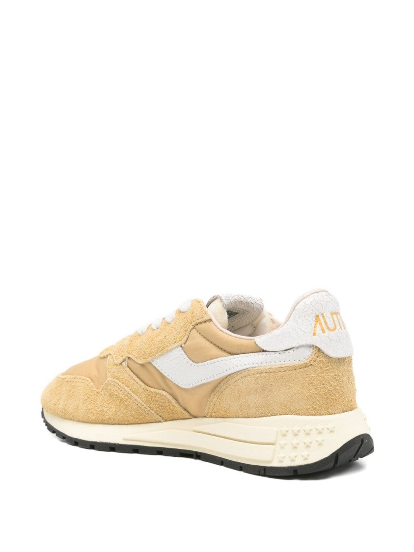 Autry Green Yellow Panelled Calf Suede Sneakers