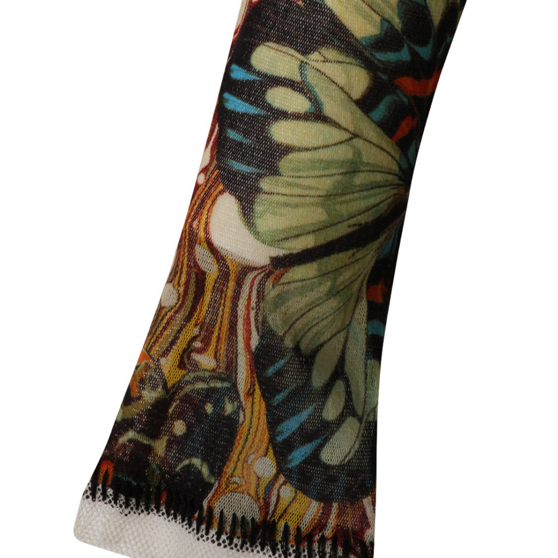 Jean Paul Gaultier Long-Sleeved Sheer Top With Multicolored Butterfly Print