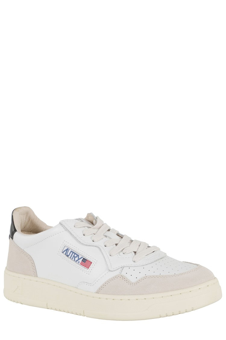 Autry Medalist Low White And Black Suede Leather Sneakers