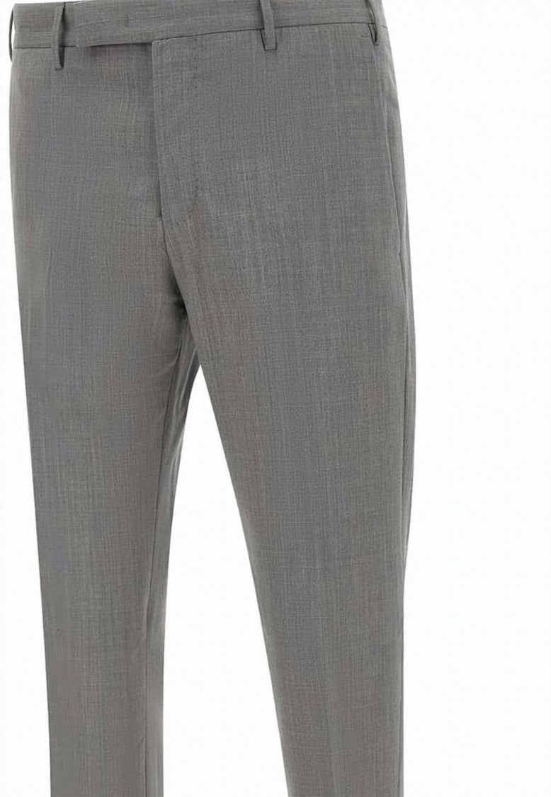 Pt Torino Tailored Slim Fit Grey Suit Pants With Textured Finish