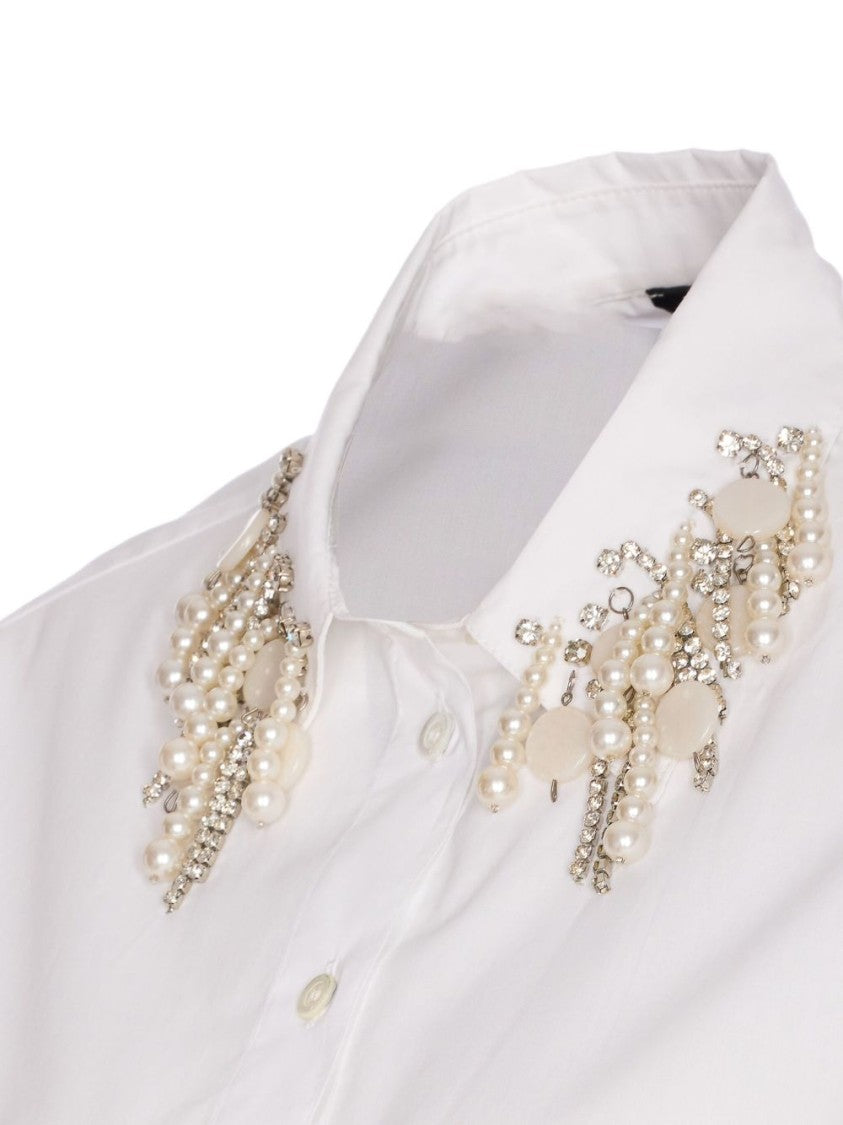 Pinko Cropped White Button-Up Shirt