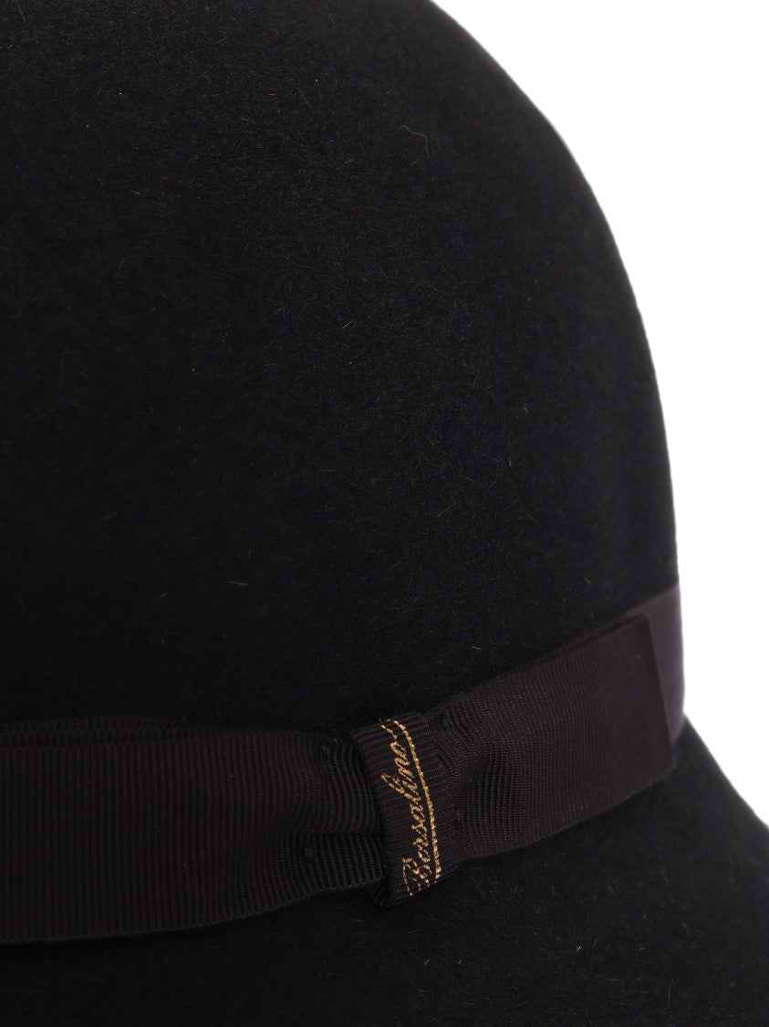 Borsalino Asymmetrical Black Fur Felt Hat With Distinctive Tilted Brim
