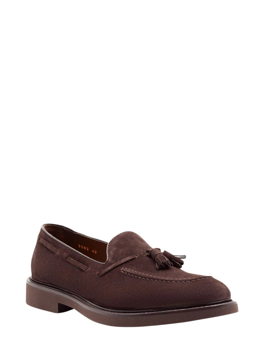 Doucal's Brown Tassel Suede Loafers