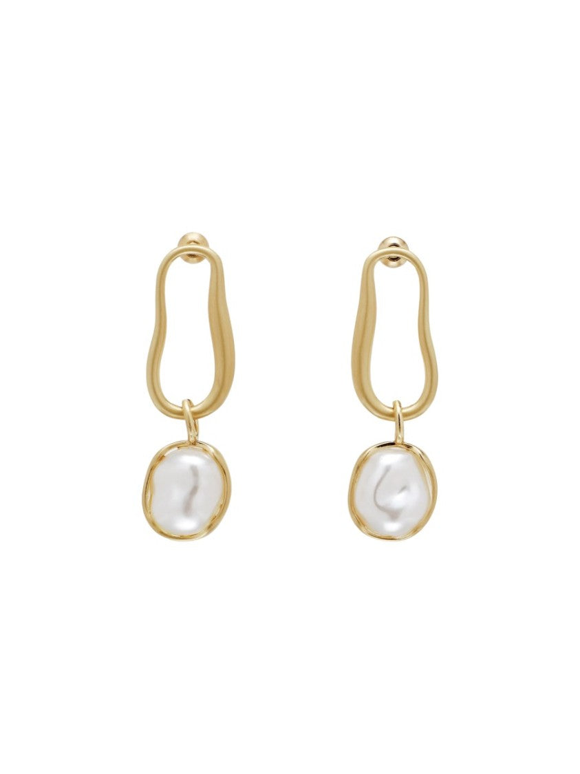 Cult Gaia Abstract Hoop Faux Pearl Earrings