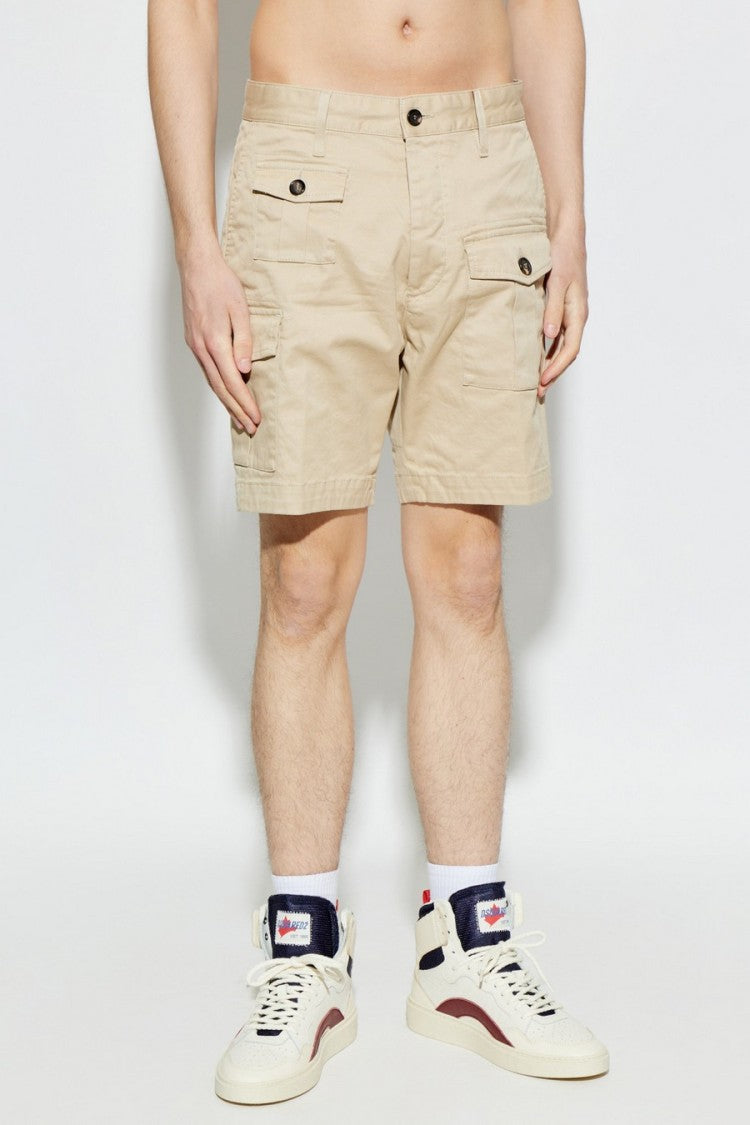 Dsquared2 Beige Flap-Pocket Cargo Shorts