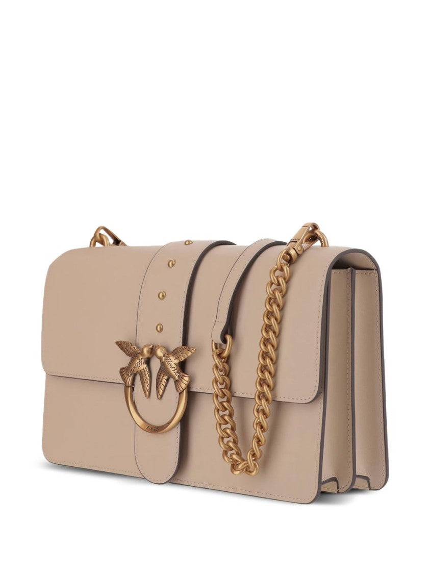 Pinko Black Structured Rectangular Gold Bird Bag