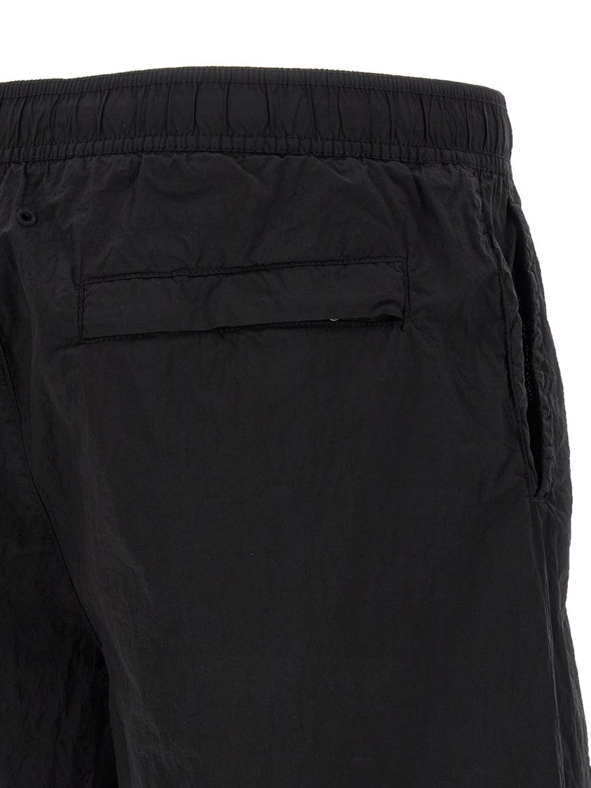 Stone Island Black Swim Shorts With Elastic Waistband