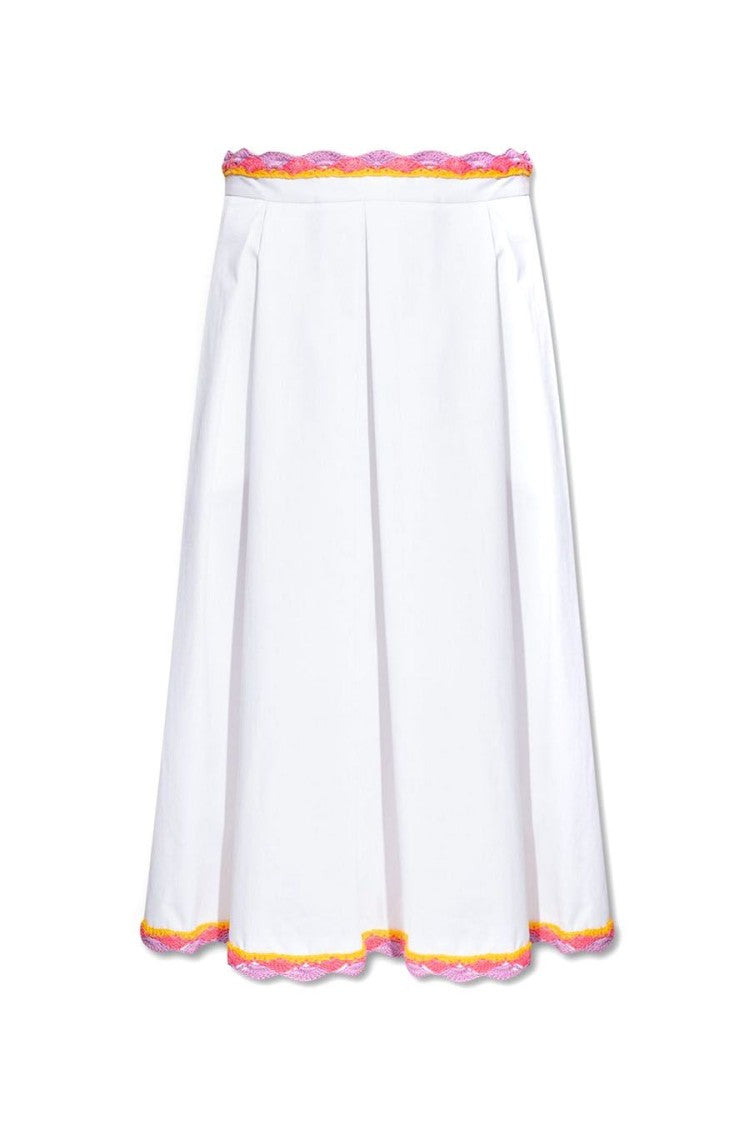 Moschino White Cotton Midi Skirt