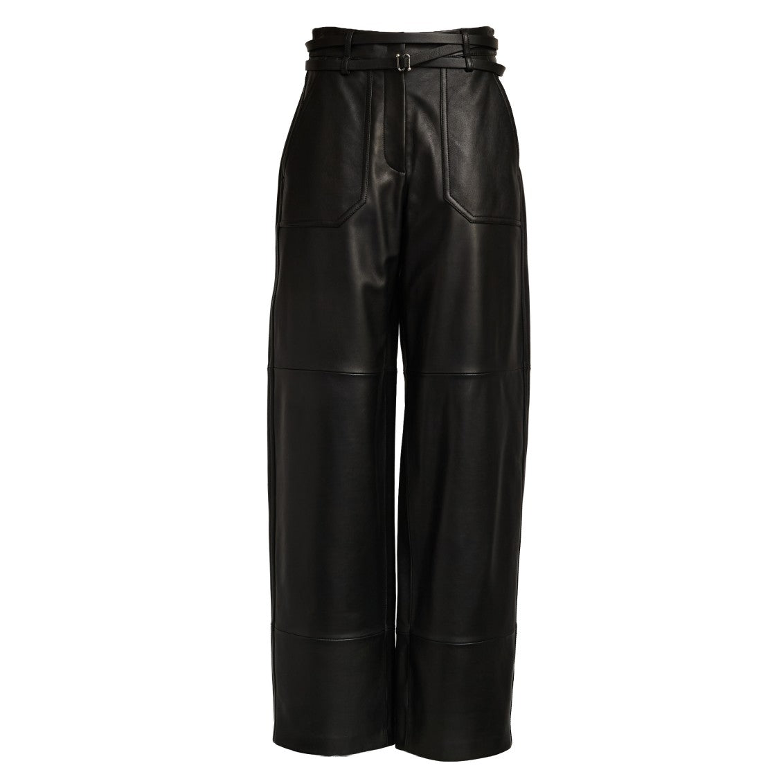 Sportmax Soft Nappa Leather Pants With Tapered Ankle And Double-Wrap Belt