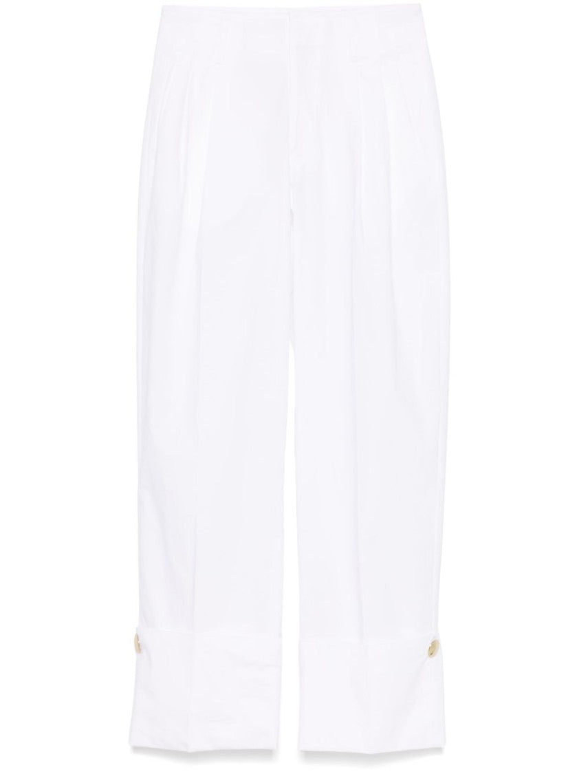 Darkpark High-Waist White Trousers With Pleated Front