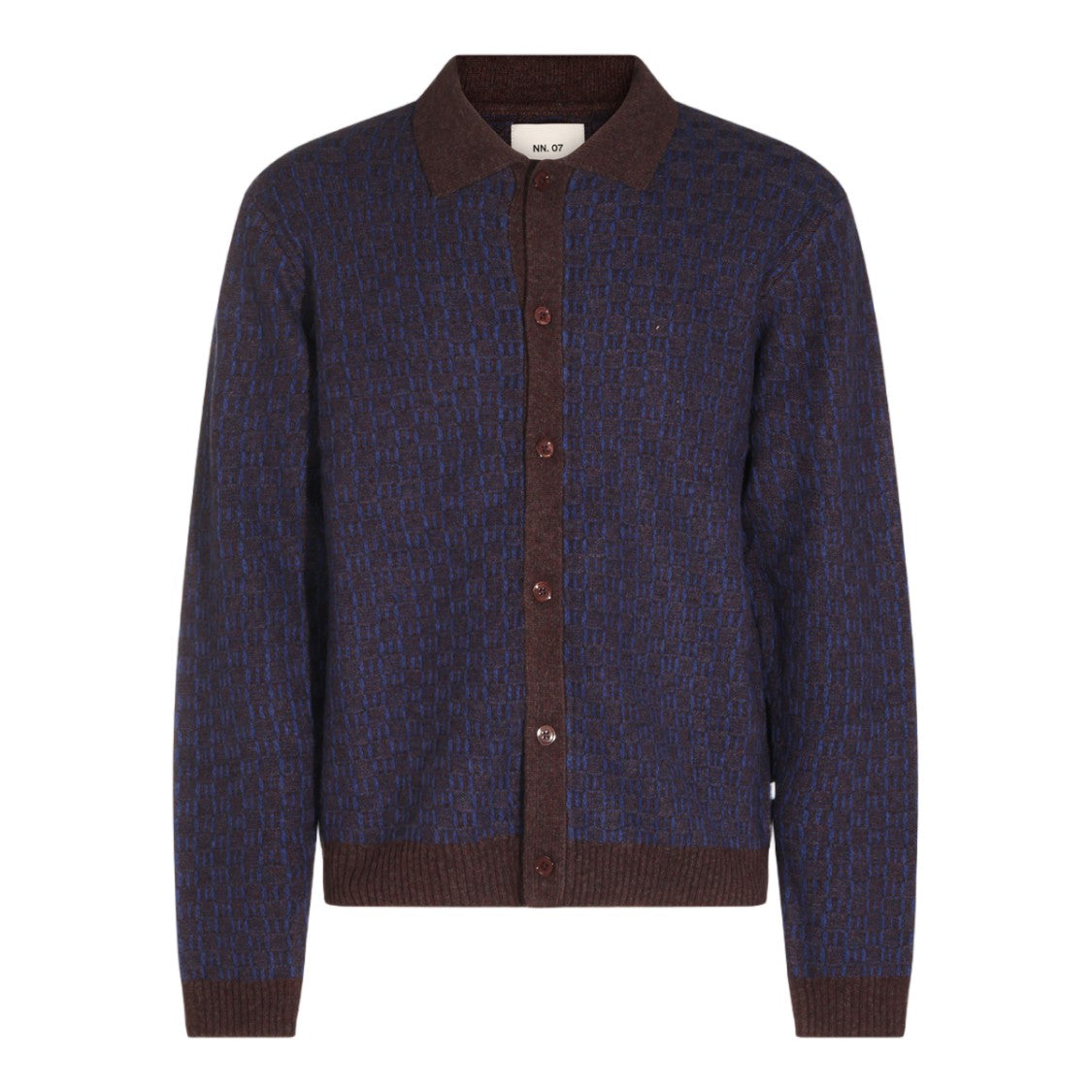 Nn.07 Textured Knit Sweater With Button-Up Front And Contrast Details
