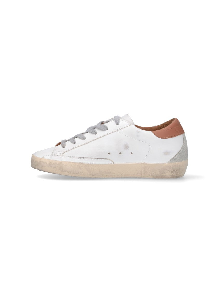 Golden Goose Cream Distressed Star Patch Leather Sneakers