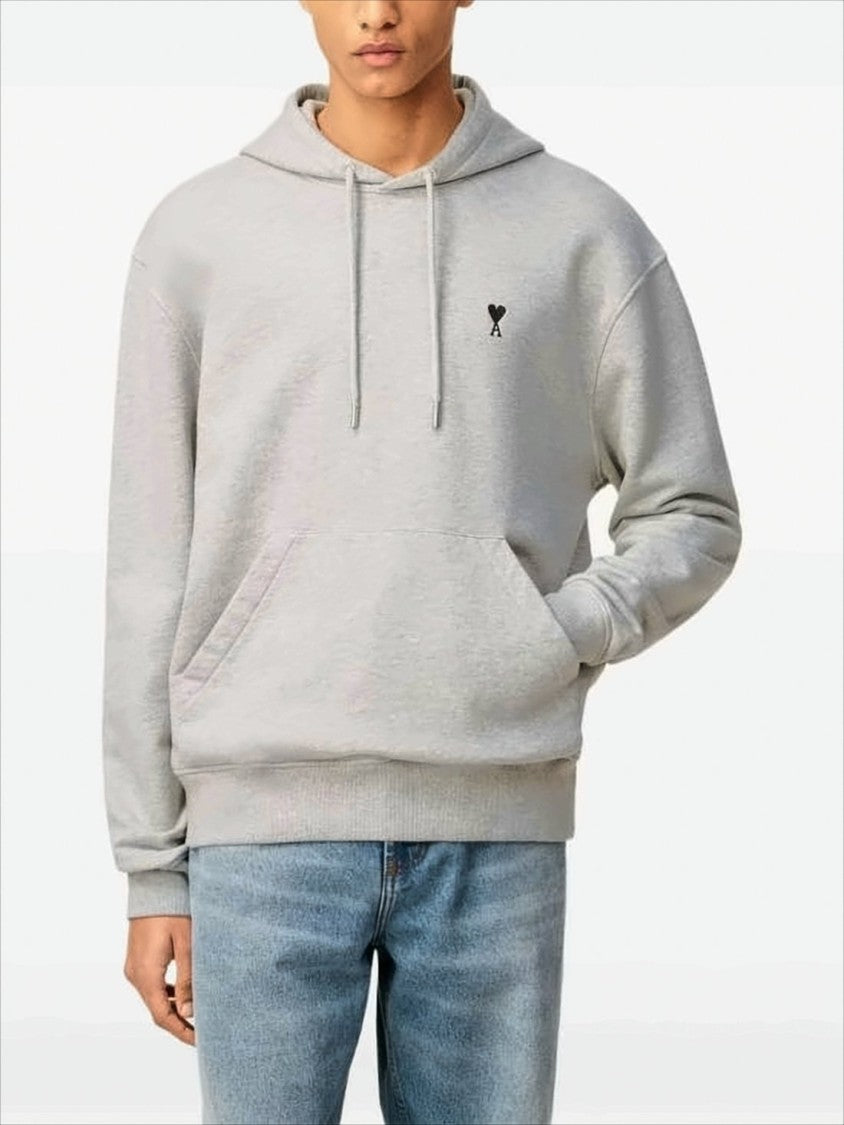 Ami Paris Soft Cotton Hoodie With Adjustable Drawstring