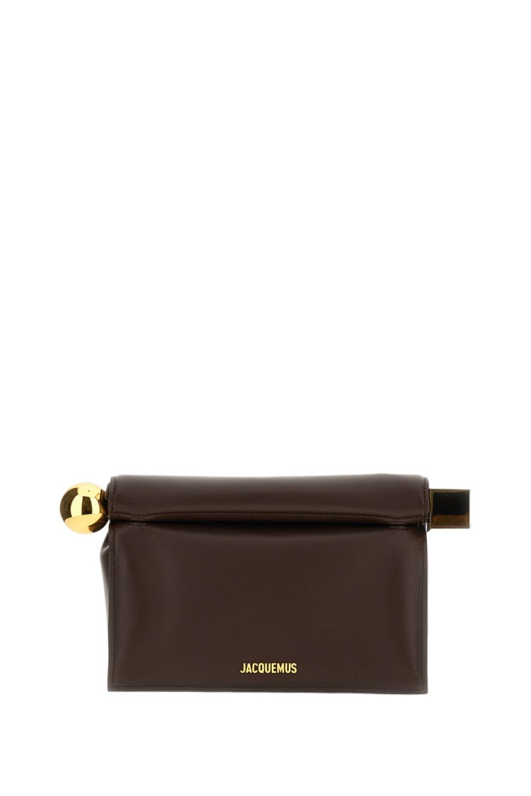 Jacquemus Dark Brown La Pochette Rond Leather Clutch