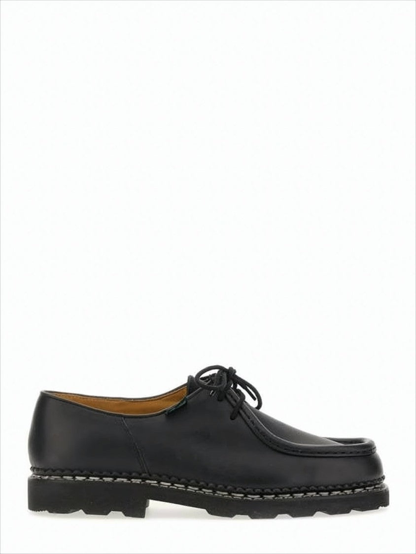 Paraboot Classic Black Calf Leather Loafers With Rugged Outsole