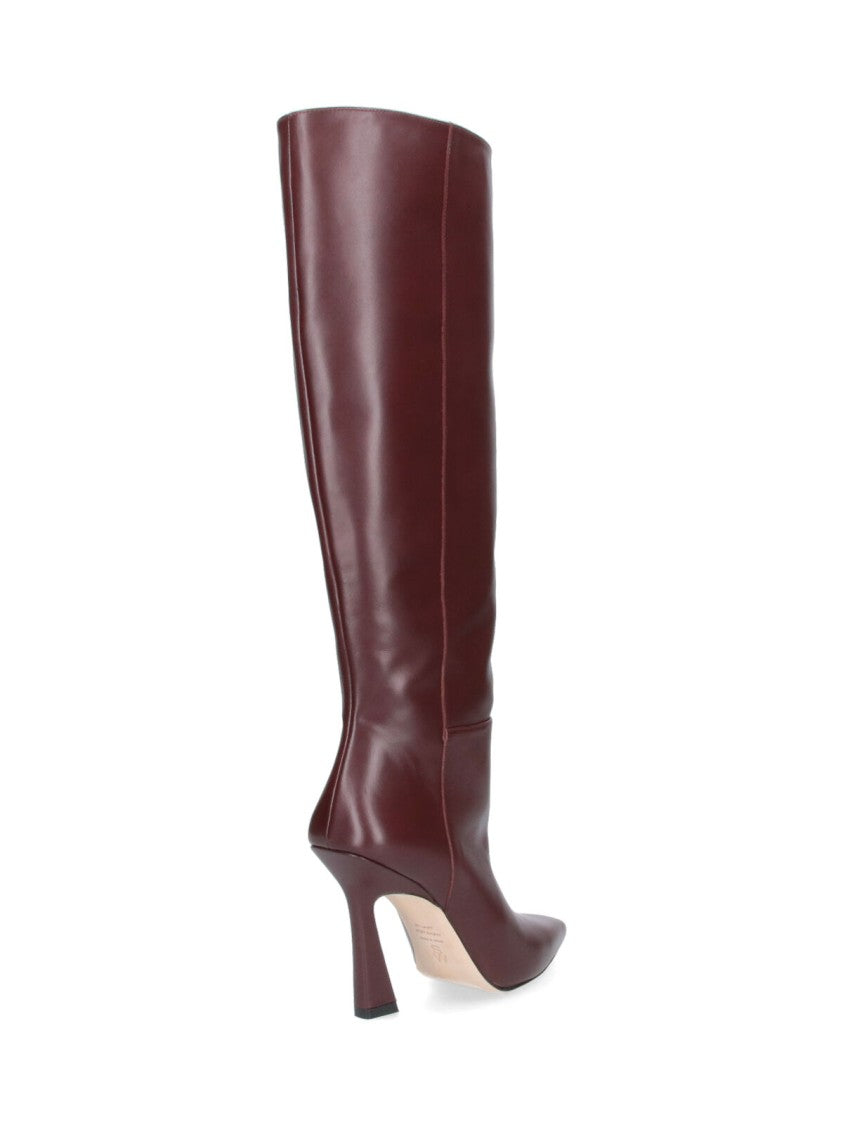 Stuart Weitzman Brown Vinnie 85 Sculptural Heel Calfskin Boots
