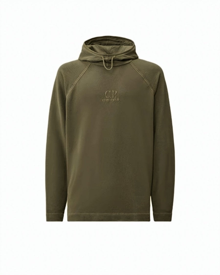 C.P. Company Long-Sleeve Olive Green Hoodie With Subtle Embroidery