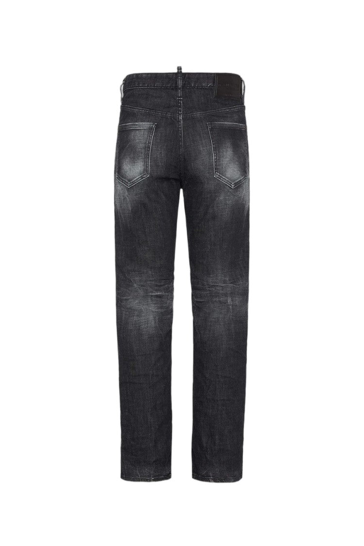 Dsquared2 Black Faded Distressed Cotton-Blend Slim-Fit Jeans