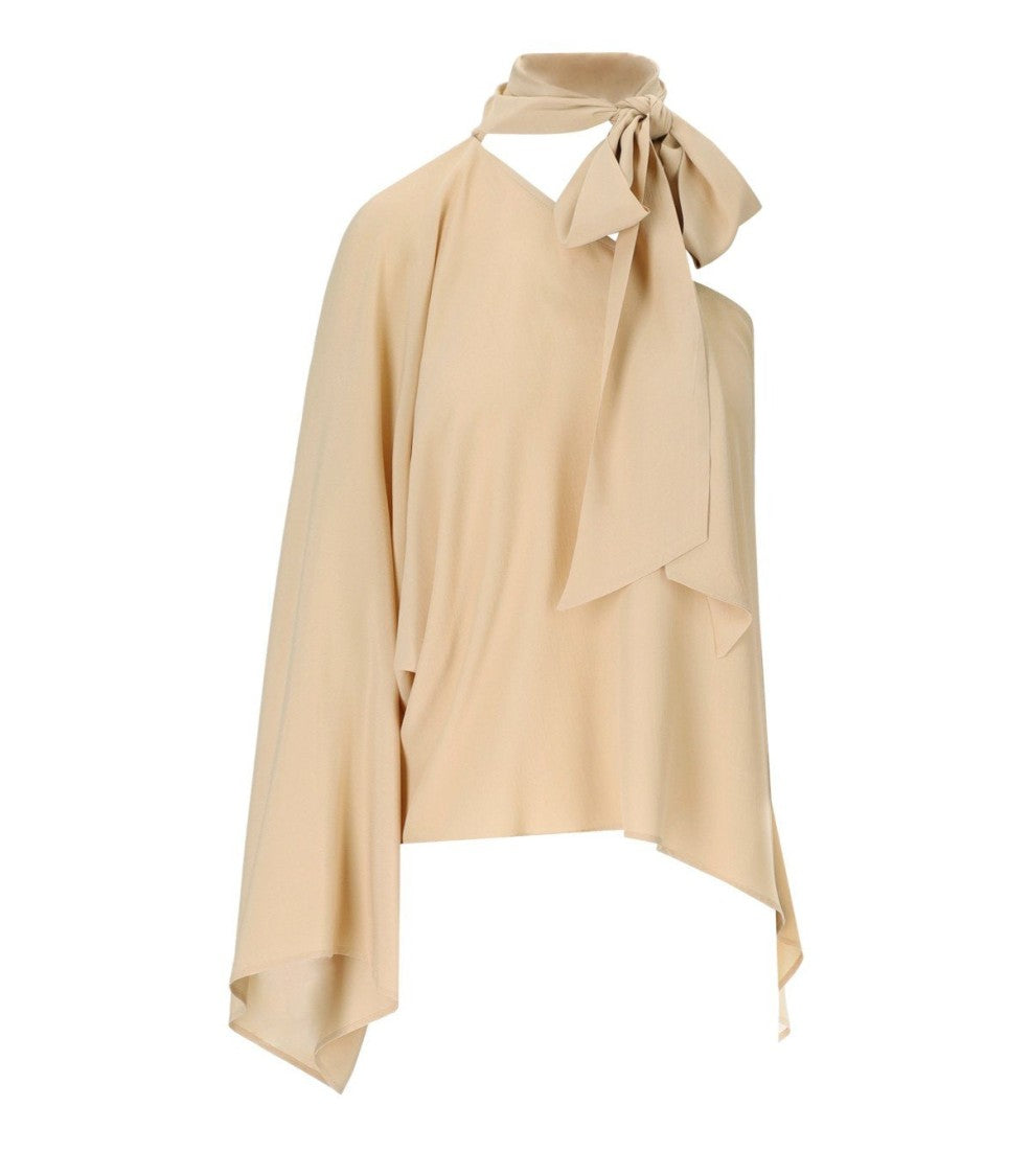 Federica Tosi Nude One-Shoulder Blouse