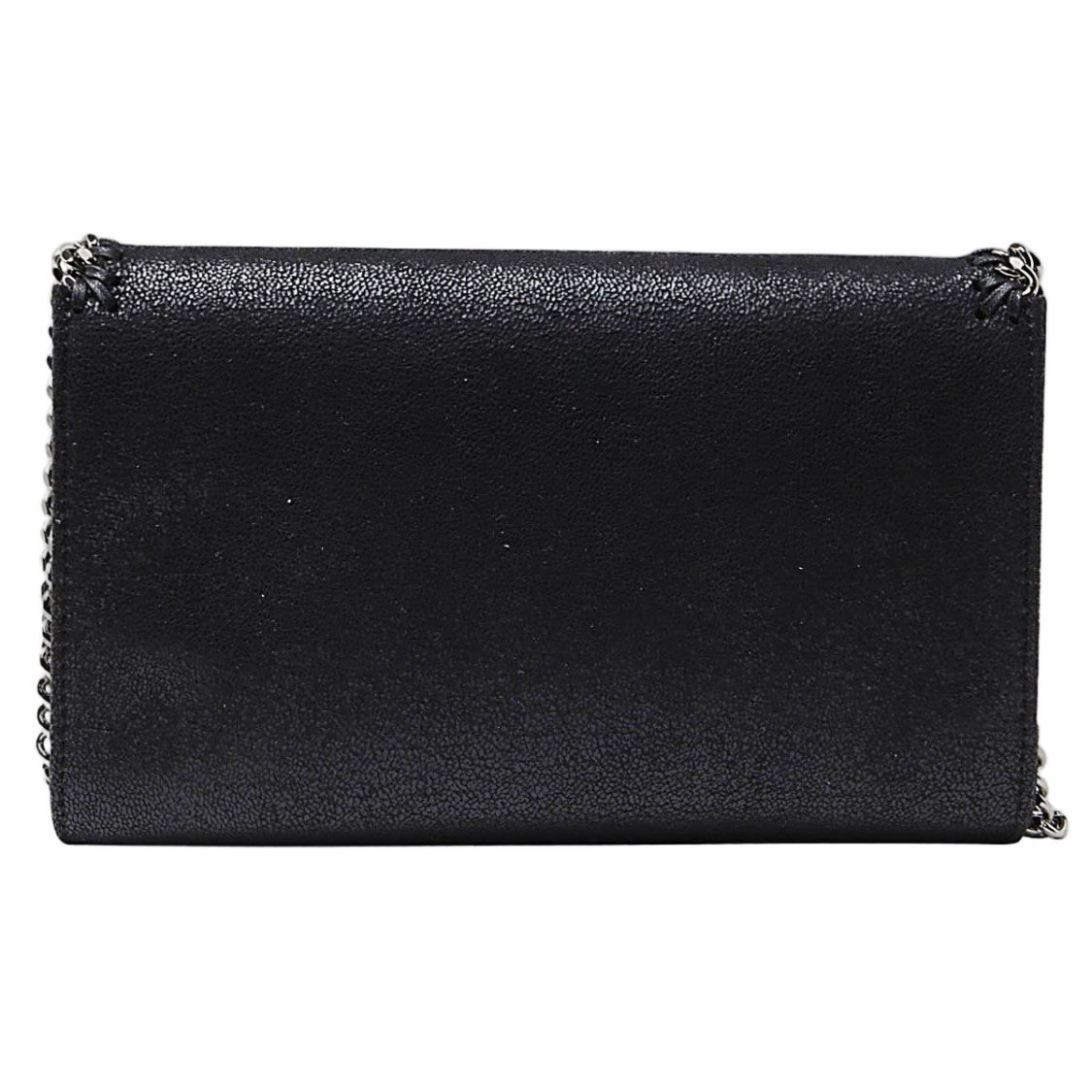 Stella Mccartney Textured Black Bag With Silver Chain Trim
