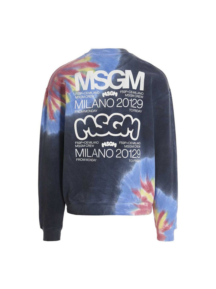 Msgm Logo Print Tie Dye Sweatshirt