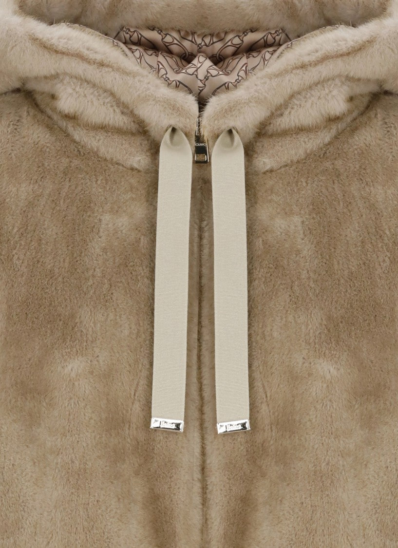 Herno Beige Synthetic Fur Bomber Jacket