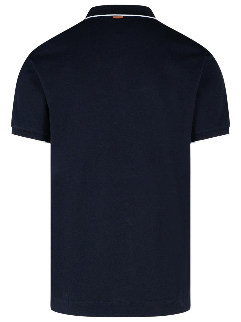 Zegna Polo Shirt In Blue Cotton