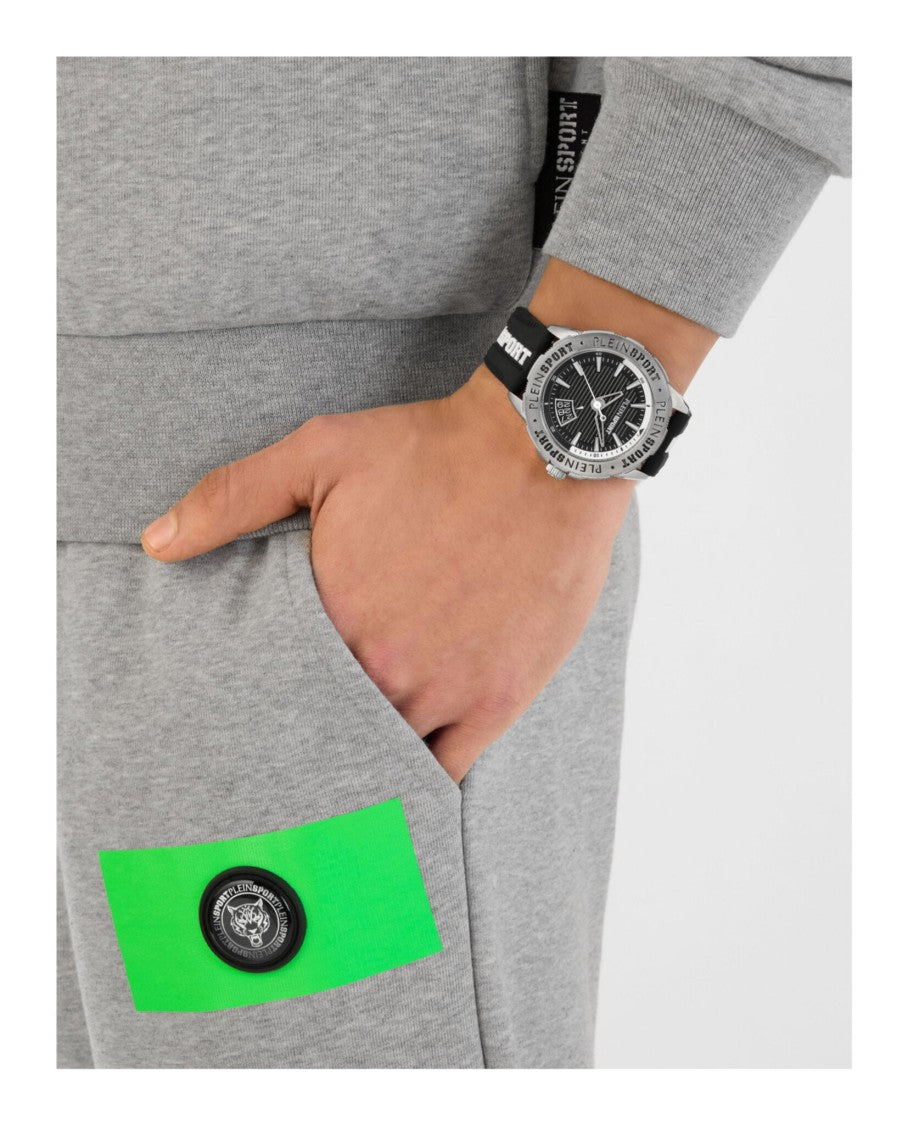 Plein Sport Sporty Black Silicone Watch With Enamel Dial