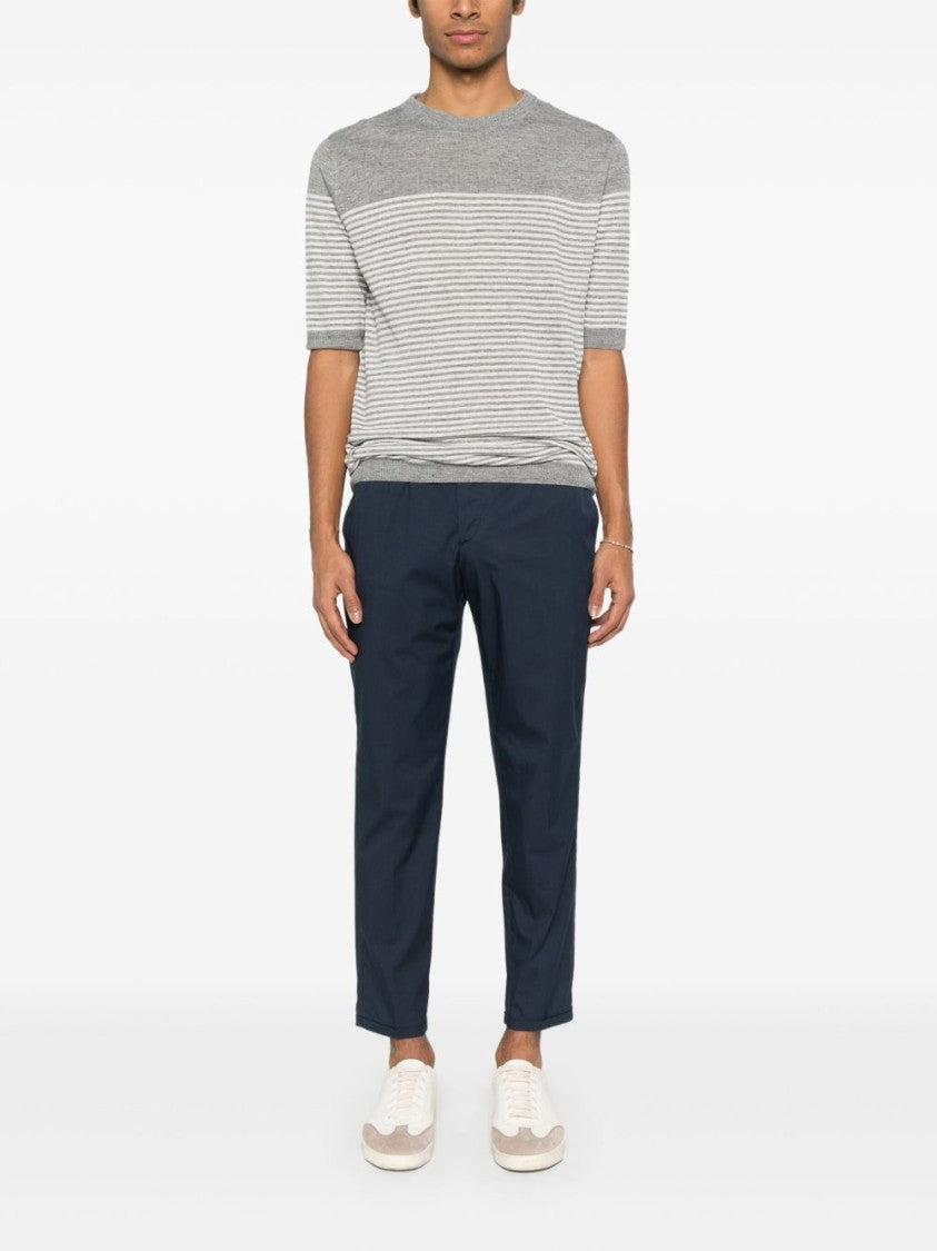 Lardini Horizontal Striped Lightweight T-Shirt With Round Neckline