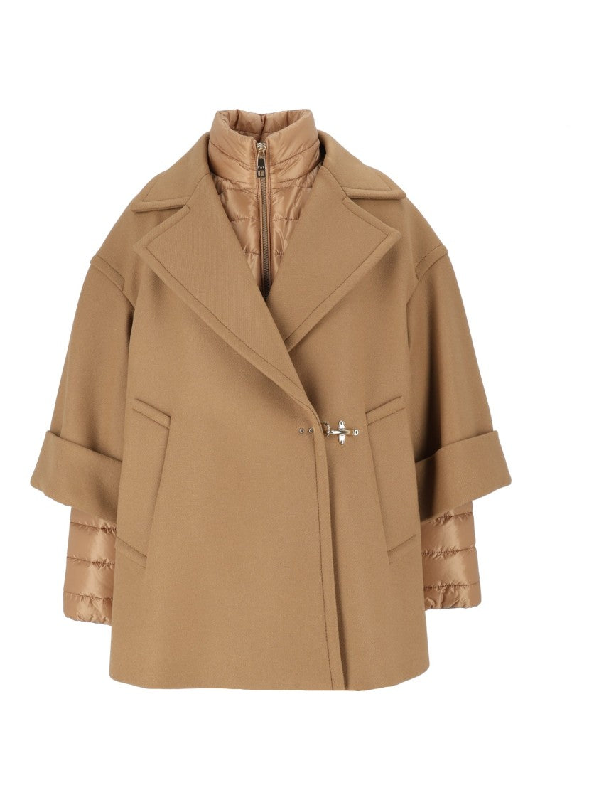 Fay Double Detachable Striped Quilted Layer Cape