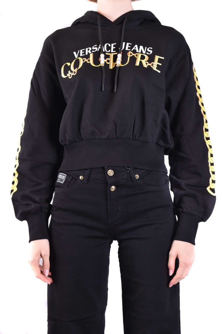 Versace Jeans Couture Cropped Sweatshirt With Trendy Logo And Statement Sleeves