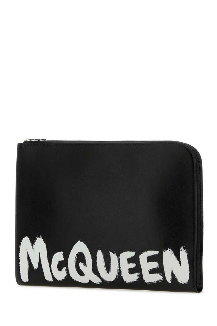 Alexander Mcqueen Black Leather Document Holder