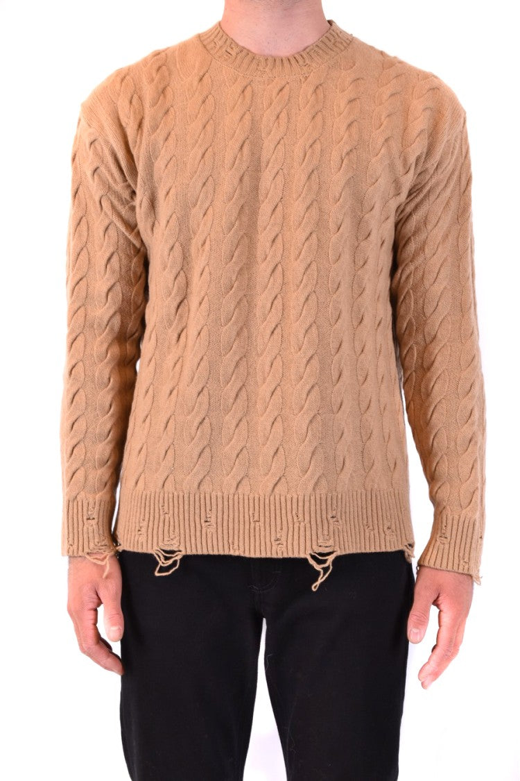 Laneus Classic Cable Knit Sweater In Camel Tone
